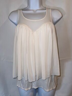 BCX Cream Sheer Layered Chiffon Camisole